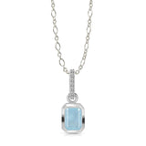 Aquamarine and White Topaz Emerald Cut Drop Pendant