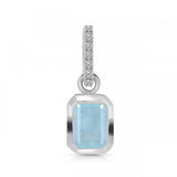 Aquamarine and White Topaz Emerald Cut Drop Pendant