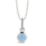 Aquamarine and White Topaz Round Drop Pendant
