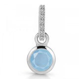 Aquamarine and White Topaz Round Drop Pendant