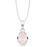 Necklace Rose Quartz Oval Drop