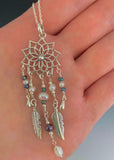 Pendant Dream Catcher Sterling Silver with Pearls