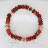 Beaded Bracelet Carnelian, Picasso Jasper & Sterling Silver Handmade by Us