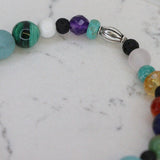 Beaded Bracelet Mixed Natural Beads Sterling Silver Handmade by Us