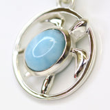 Pendant Sterling Silver Larimar Turtle