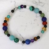 Beaded Bracelet Mixed Natural Beads Sterling Silver Handmade by Us