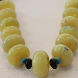 Yellow Opal, Turquoise, Onyx & Sterling Silver Bead Necklace
