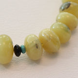 Yellow Opal, Turquoise, Onyx & Sterling Silver Bead Necklace