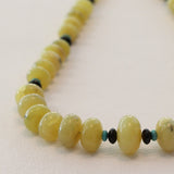 Yellow Opal, Turquoise, Onyx & Sterling Silver Bead Necklace