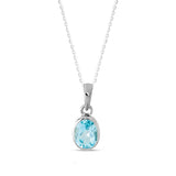 Pendant Sterling Silver Blue Topaz Oval 10 x 8 mm