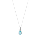 Pendant Sterling Silver Blue Topaz Oval 10 x 8 mm