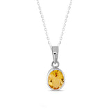 Pendant Sterling Silver Citrine Oval 10 x 8mm