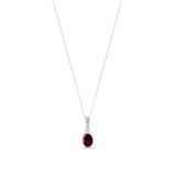 Pendant Sterling Silver Garnet Oval Faceted 10 x 8mm