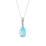 Pendant Sterling Silver Blue Topaz Raindrop