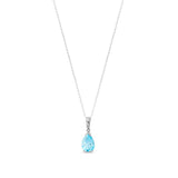 Pendant Sterling Silver Blue Topaz Raindrop