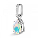 Opal and White Topaz Sterling Silver Rain Drop Pendant