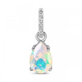 Opal and White Topaz Sterling Silver Rain Drop Pendant