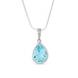 Pendant Sterling Silver Blue Topaz Raindrop - Large
