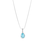 Pendant Sterling Silver Blue Topaz Raindrop - Large