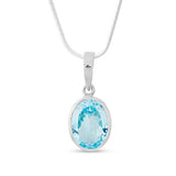 Pendant Sterling Silver Blue Topaz Oval - Large
