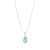 Pendant Sterling Silver Blue Topaz Oval - Large