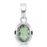 Sterling Silver and Green Amethyst Oval Pendant