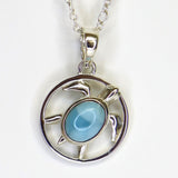 Pendant Sterling Silver Larimar Turtle