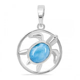 Pendant Sterling Silver Larimar Turtle