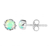 Studs Sterling Silver Opal 4mm Crown Setting