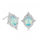 Studs Sterling Silver Opal & White Topaz