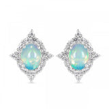 Studs Sterling Silver Opal & White Topaz