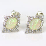 Studs Sterling Silver Opal & White Topaz