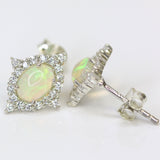 Studs Sterling Silver Opal & White Topaz