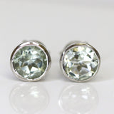 Sterling Silver & Green Amethyst Stud Earrings 8 mm Round