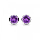 Sterling Silver and Amethyst 6mm Round Stud Earrings