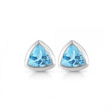 Sterling Silver Blue Topaz Trilliant Cut Stud Earrings