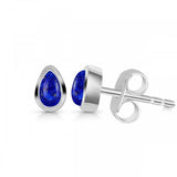 Sterling Silver and Lapis Rain Drop Small Stud Earrings