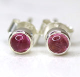 Studs Sterling Silver Handmade Tourmaline 4mm