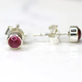 Studs Sterling Silver Handmade Tourmaline 4mm
