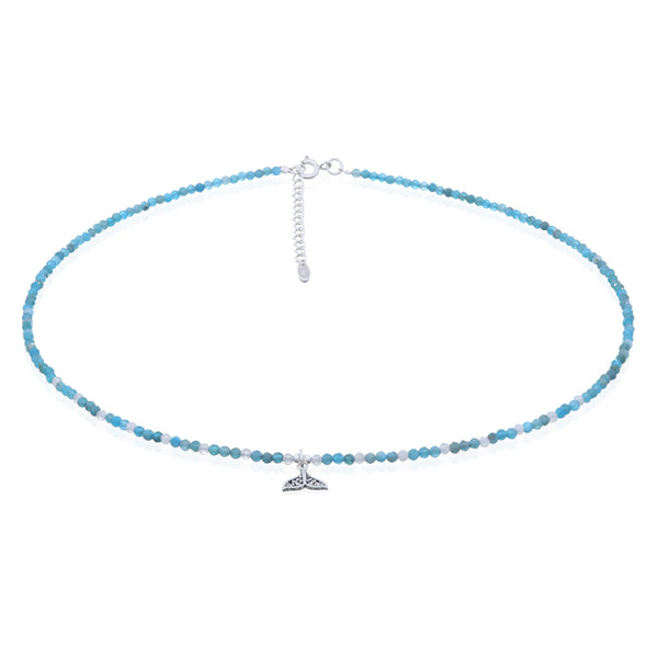 Apatite Necklace with Whale Tail Charm