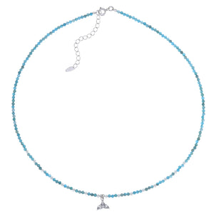 Apatite Necklace with Whale Tail Charm