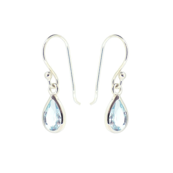 Sterling Silver Blue Topaz Rain Drop Earrings