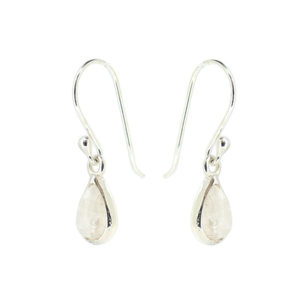 Sterling Silver Rainbow Moonstone Rain Drop Earrings