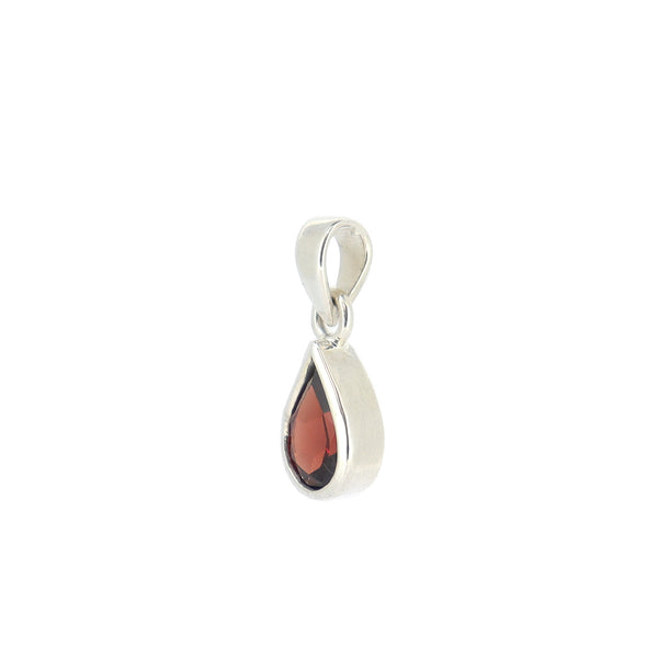 Pendant Sterling Silver Garnet Rain Drop