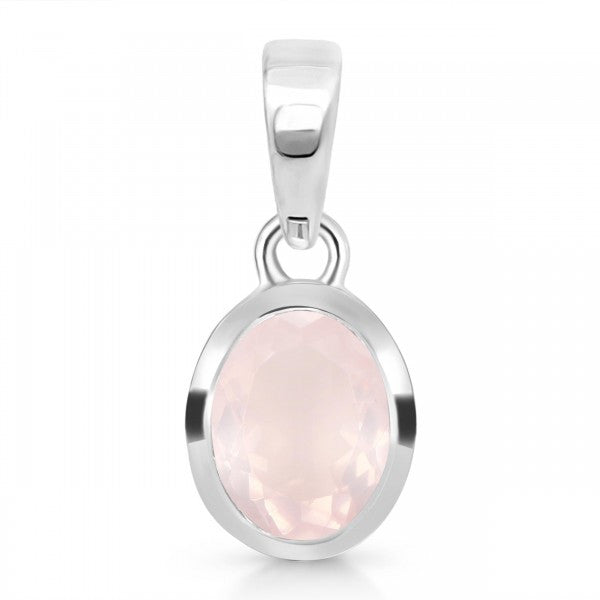 Necklace Rose Quartz Oval Drop