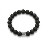 Amali Jules UK matte black lava stone beaded bracelet with an intricate handmade sterling silver focal bead.