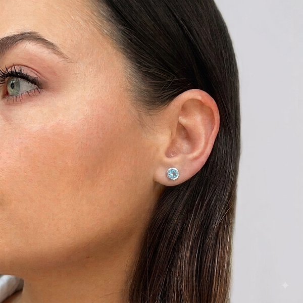 Handmade Sterling Silver Blue Topaz Stud Earrings