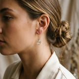 9ct Gold Faceted Green Amethyst Drop Earrings