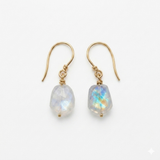 9ct Gold Faceted Rainbow Moonstone Drop Earrings