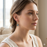 Celestial Aurora: Hand-Wrapped Labradorite 9ct Drop Earring